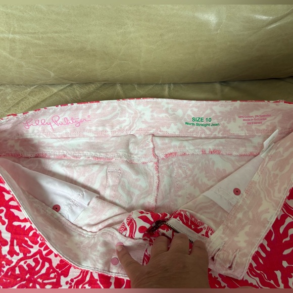 NWT Lilly Pulitzer Worth straight jeans Island Coral Reef Madness 10 - Picture 3 of 5